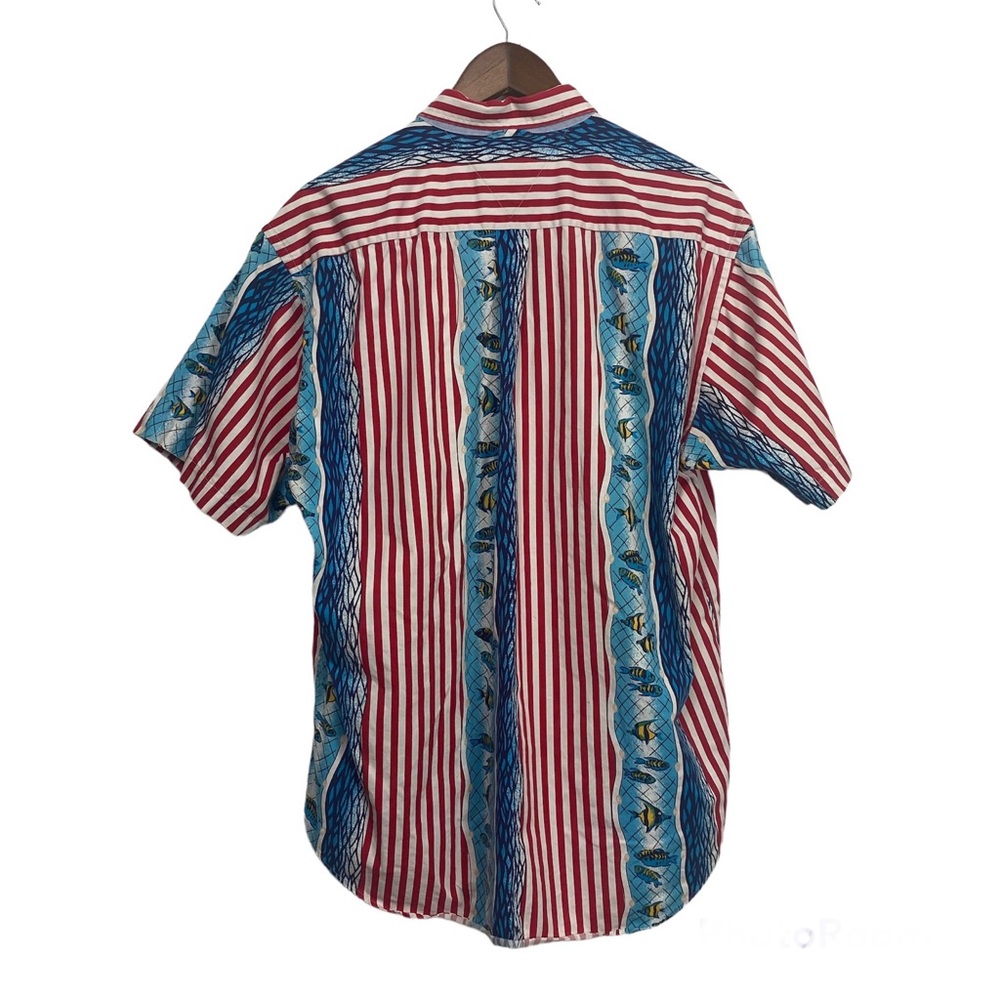 Vintage Tommy Hilfiger Red, White & Blue Fish Button Down - Picture 2 of 10